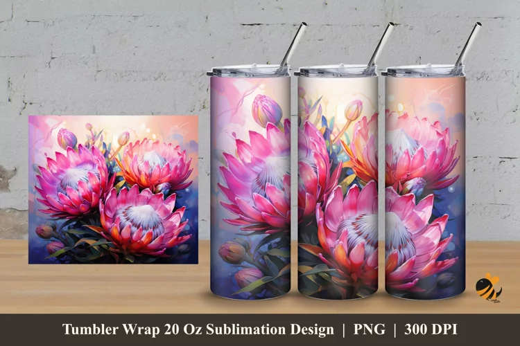 Sugarbushes Flower Tumbler Wrap Sublimation Design 3