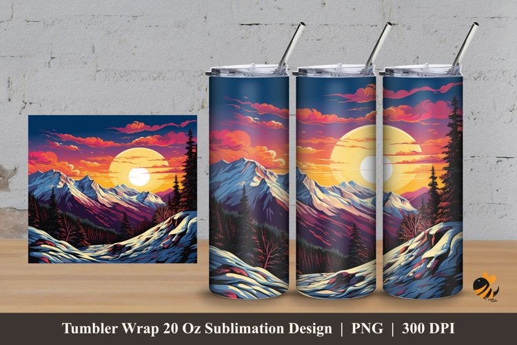 Hill View Tumbler Wrap Sublimation Design 3
