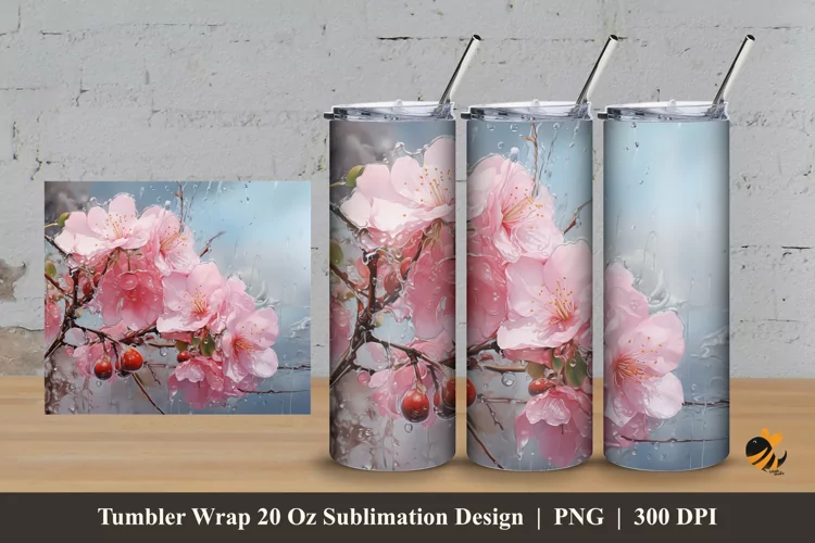 Bloom Flower Tumbler Wrap Sublimation Design 3