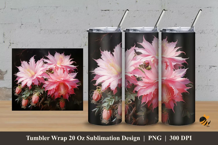 Epiphyllum Tumbler Wrap Sublimation Design 3