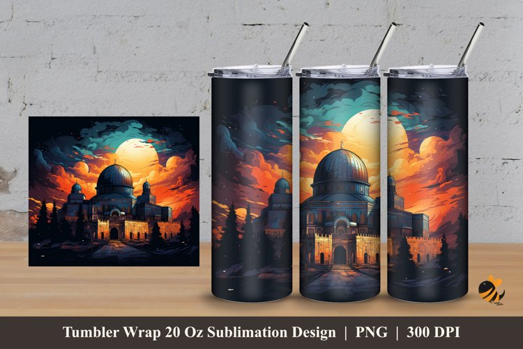 Ramadhan Mosque Tumbler Wrap Sublimation Design 3 example image 1