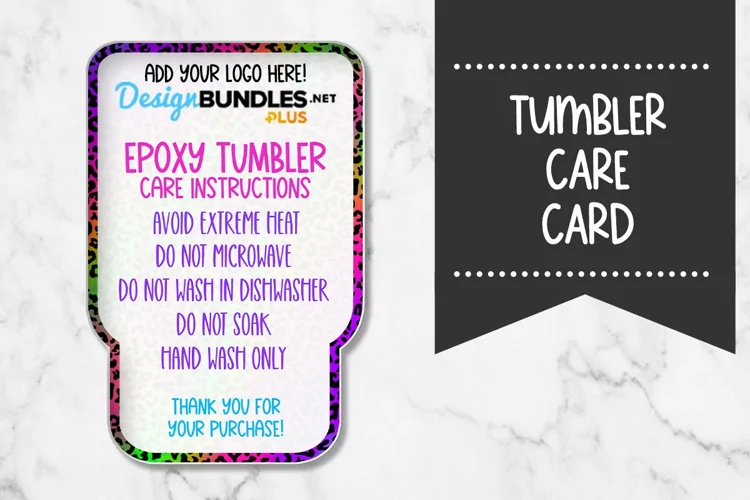 Rainbow Leopard Tumbler Care Card