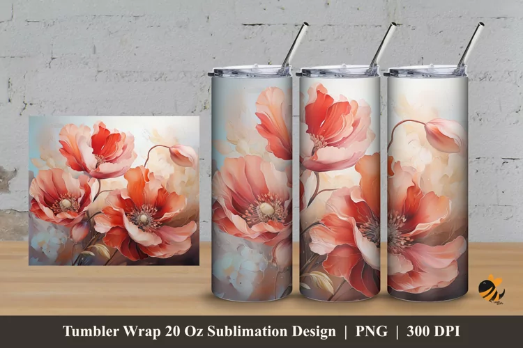 Dream Flower Tumbler Wrap Sublimation Design 3