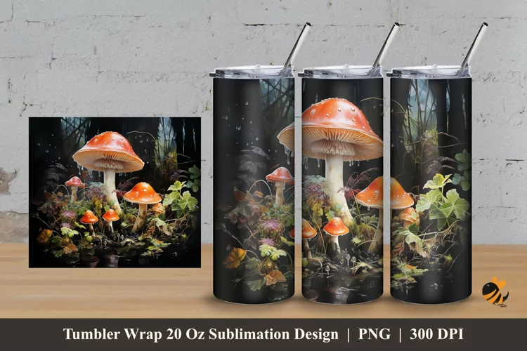 Mushroom Craft Tumbler Wrap Sublimation Design 3