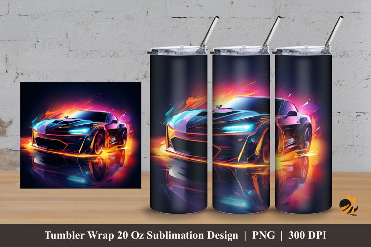 Burning Car Effect Tumbler Wrap Sublimation Design 3 example image 1