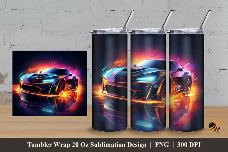 Burning Car Effect Tumbler Wrap Sublimation Design 3
