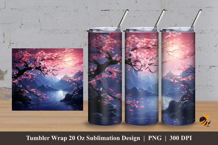 Beautiful Night Tumbler Wrap Sublimation Design 3 example image 1