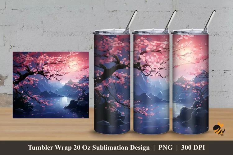Beautiful Night Tumbler Wrap Sublimation Design 3