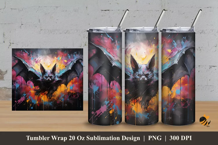 Bat Abstract Tumbler Wrap Sublimation Design 3