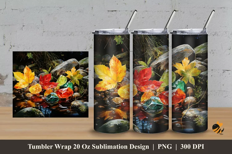 Diamond River Tumbler Wrap Sublimation Design 3