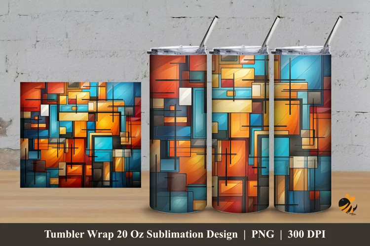 3D Pattern Tumbler Wrap Sublimation Design 3