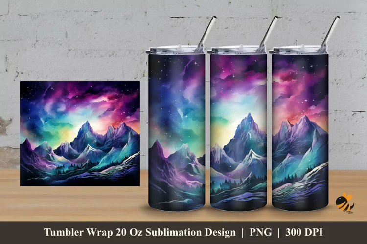 Mountain Panoramic Tumbler Wrap Sublimation Design 3