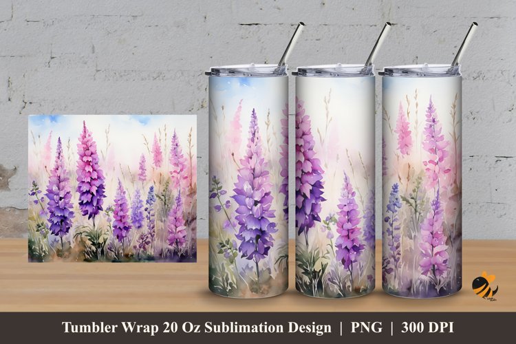 Glow Lavender Tumbler Wrap Sublimation Design 3 example image 1