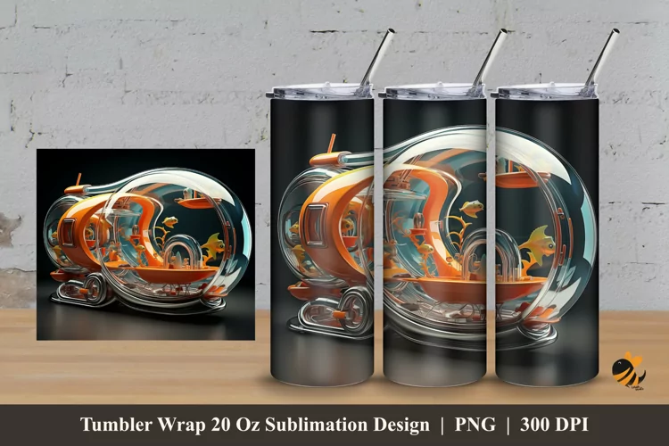 Fantasy Aquarium Tumbler Wrap Sublimation Design 3