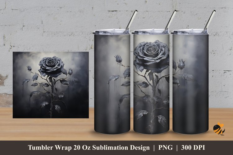 Floral Rose Tumbler Wrap Sublimation Design 3 example image 1