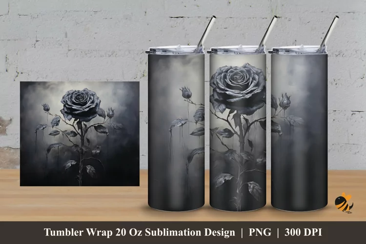 Floral Rose Tumbler Wrap Sublimation Design 3