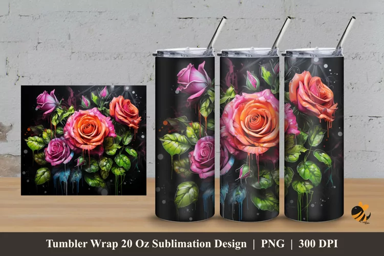 Graffity Rose Tumbler Wrap Sublimation Design 3