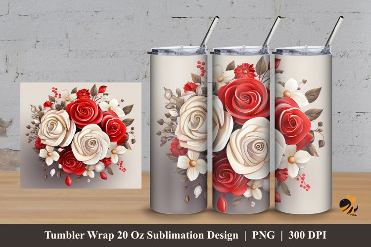 Bounty Flower Tumbler Wrap Sublimation Design 3 example image 1
