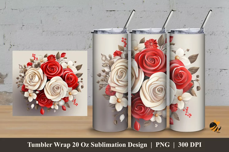 Bounty Flower Tumbler Wrap Sublimation Design 3