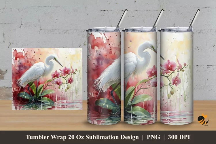 Wild Stork Tumbler Wrap Sublimation Design 3