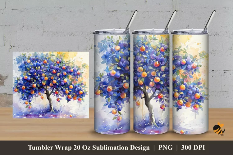 Fruit Tree Tumbler Wrap Sublimation Design 3