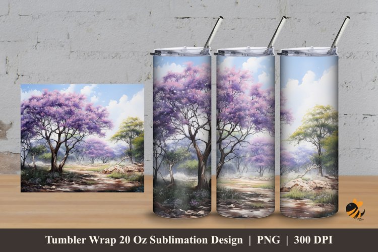 Wonderful Tree Tumbler Wrap Sublimation Design 3 example image 1
