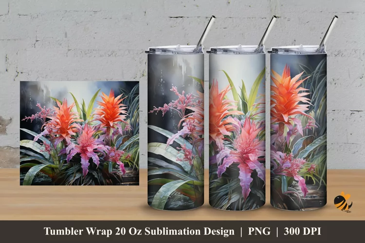 Aquatic Plants Tumbler Wrap Sublimation Design 3