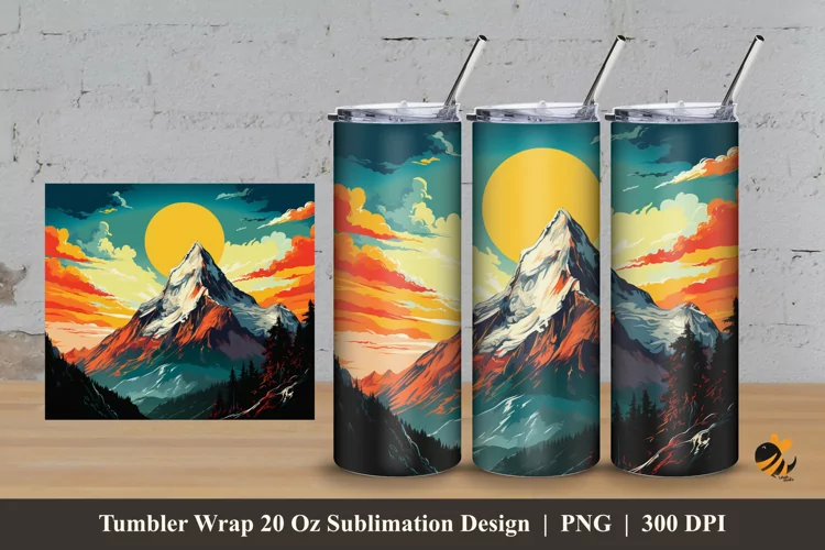 Rock Peak Tumbler Wrap Sublimation Design 3