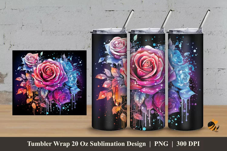 Rose Effect Tumbler Wrap Sublimation Design 3