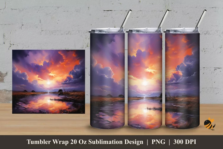 Evening View Tumbler Wrap Sublimation Design 3
