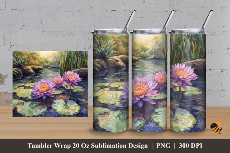 Wild Lotus Tumbler Wrap Sublimation Design 3