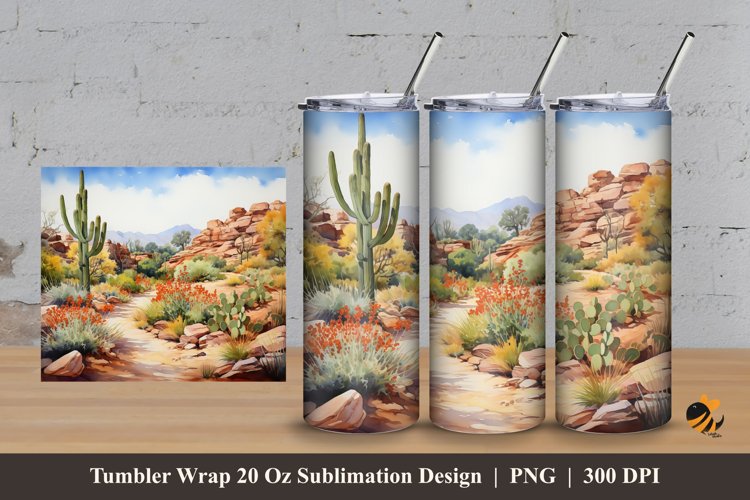Cactusy Tumbler Wrap Sublimation Design 3 example image 1