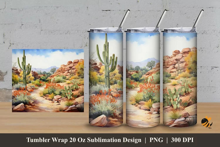 Cactusy Tumbler Wrap Sublimation Design 3
