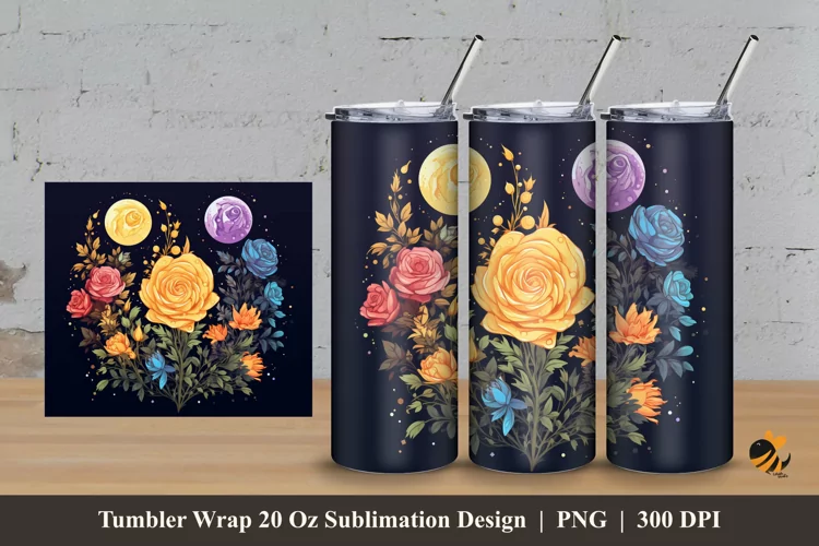 Beautiful Flower Tumbler Wrap Sublimation Design 3