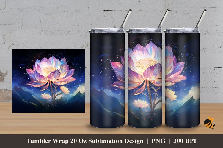 Misty Night Flower Tumbler Wrap Sublimation Design 3