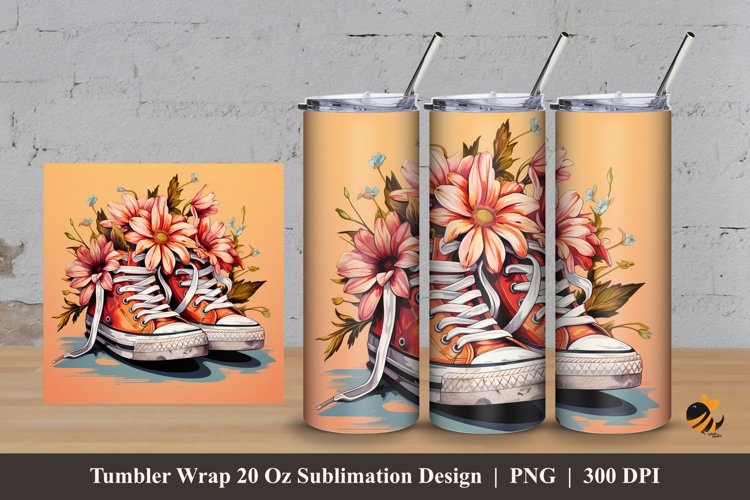 Handdrawn Shoes Tumbler Wrap Sublimation Design 3