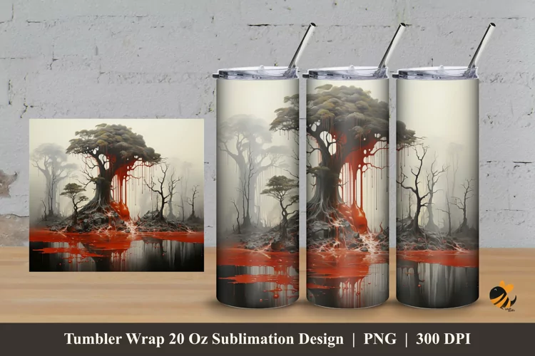 Landscape Painting Tumbler Wrap Sublimation Design 3