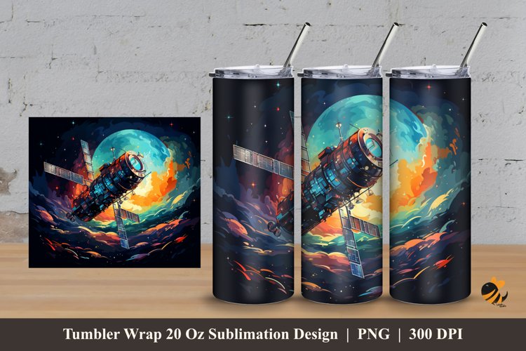 Fantasy Satellite Tumbler Wrap Sublimation Design 3 example image 1