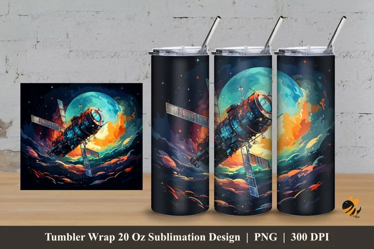 Fantasy Satellite Tumbler Wrap Sublimation Design 3