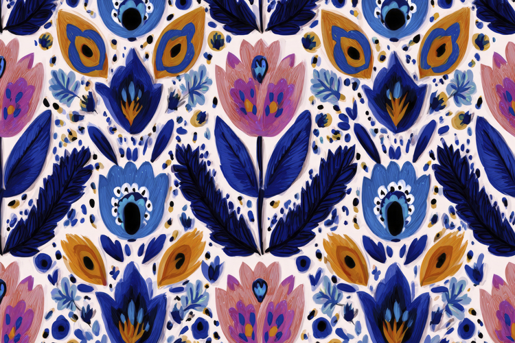 Folk Art Floral Pattern Background