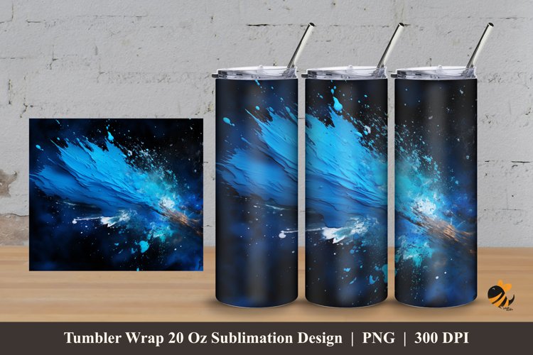 Blue Splash Tumbler Wrap Sublimation Design 3