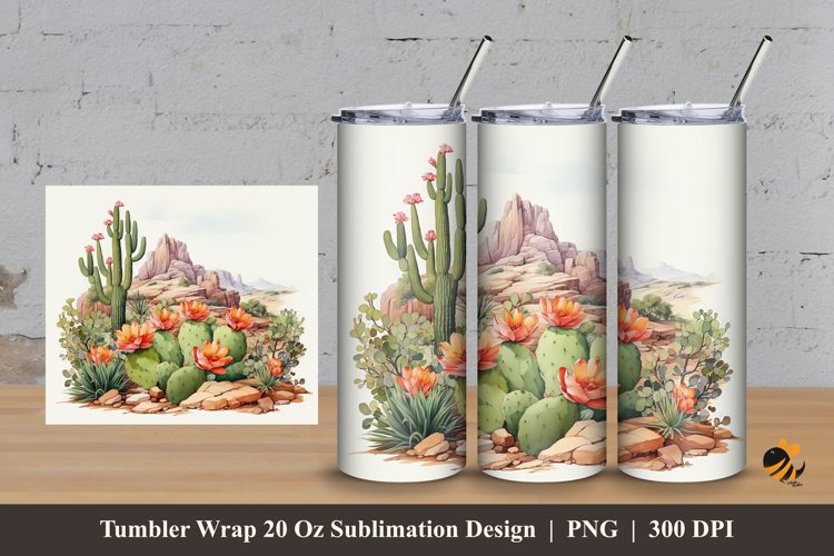 Hill Desert Tumbler Wrap Sublimation Design 3 example image 1