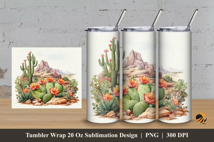 Hill Desert Tumbler Wrap Sublimation Design 3