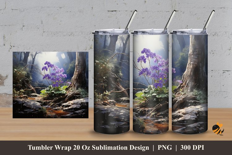 Futuristic Purple Tumbler Wrap Sublimation Design 3 example image 1