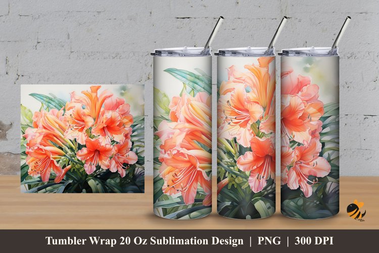 Clivia Flower Tumbler Wrap Sublimation Design 3