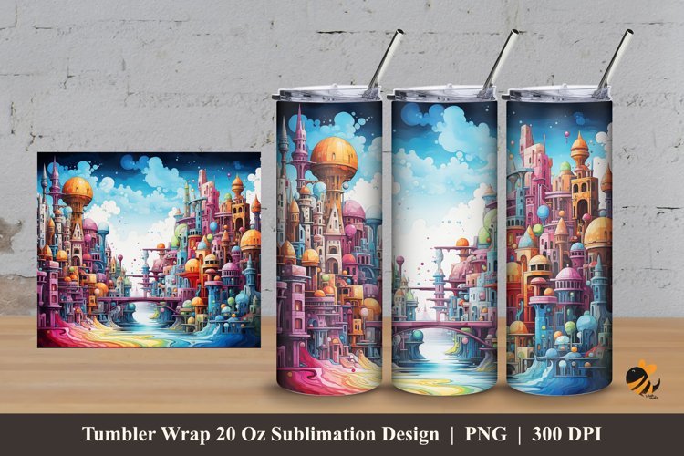 Futuristic Kingdom Tumbler Wrap Sublimation Design 3 example image 1