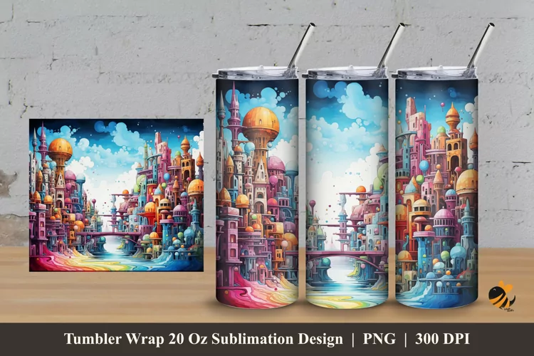 Futuristic Kingdom Tumbler Wrap Sublimation Design 3