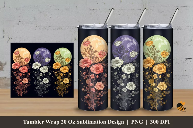 Flower Stalk Tumbler Wrap Sublimation Design 3