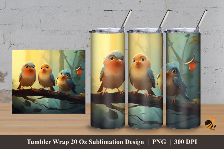 Bird Stories Tumbler Wrap Sublimation Design 3 example image 1