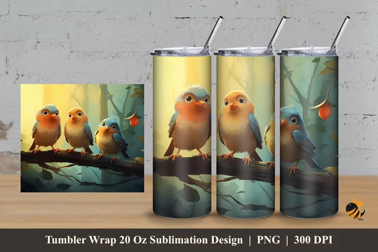 Bird Stories Tumbler Wrap Sublimation Design 3